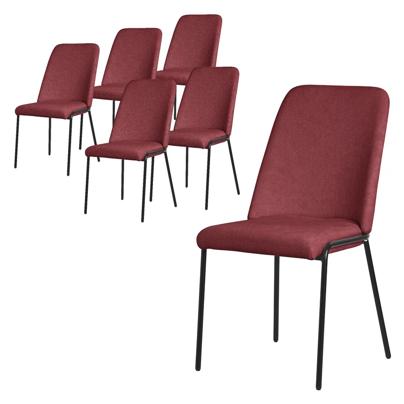 Esszimmerstühle 6er Set Rot mit Rückenlehne, Polsterstühle für Esszimmer & Küche ML-Design