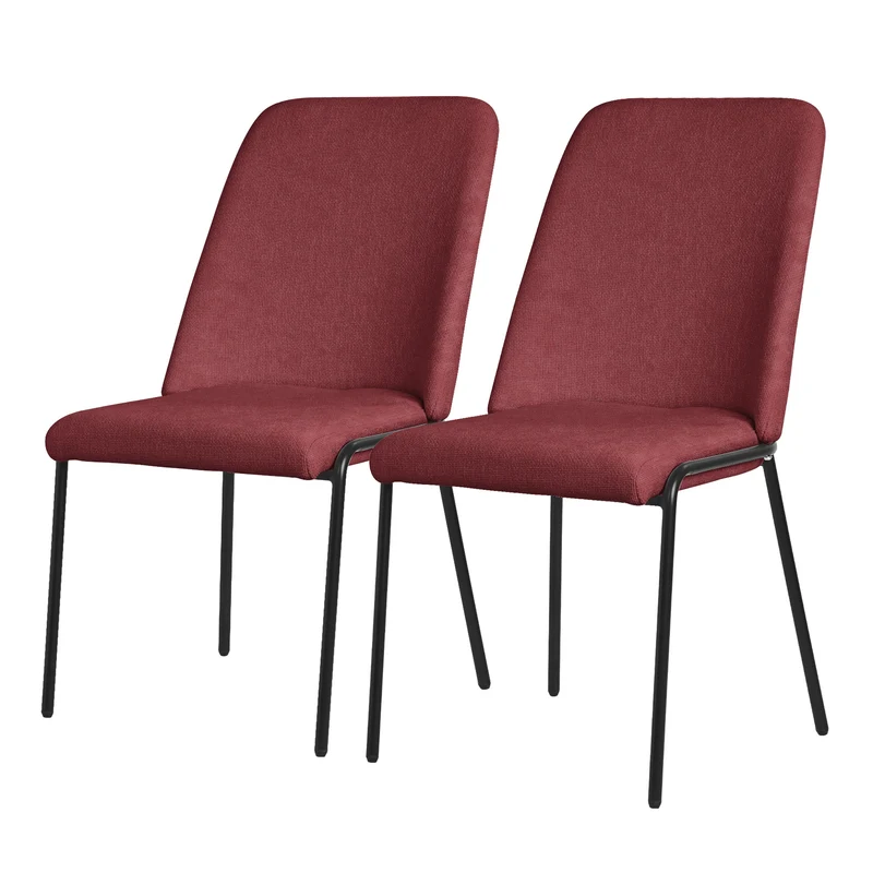 Esszimmerstühle 2er Set Rot mit Rückenlehne, Polsterstühle für Esszimmer & Küche ML-Design