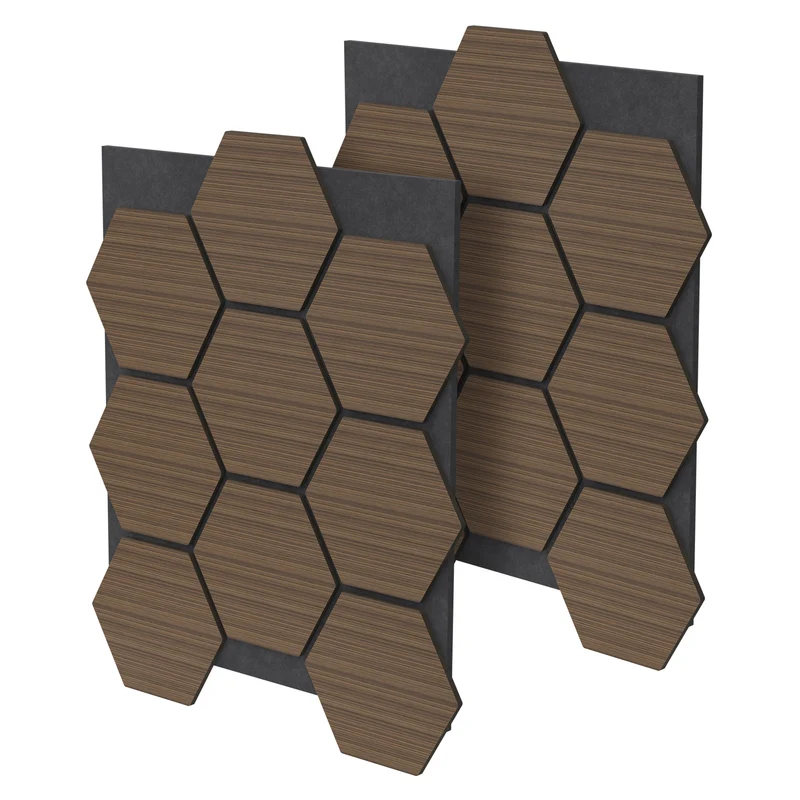 2er Set Akustikpaneele für 1m² Braun Wandpaneele Hexagon Schallabsorber Schalldämmung ML-Design