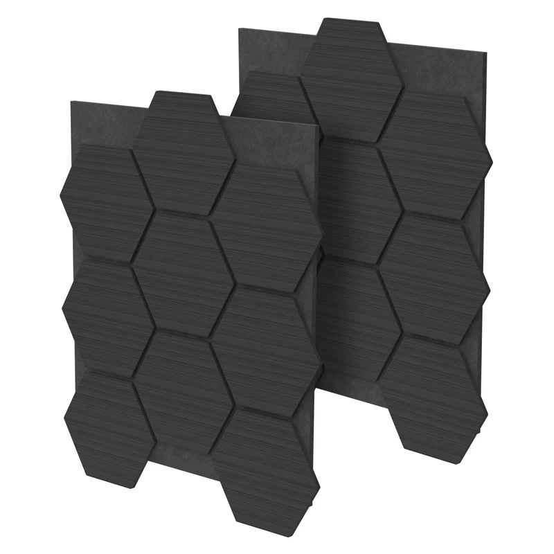 2er Set Akustikpaneele für 1m² Schwarz Wandpaneele Hexagon Schallabsorber Schalldämmung ML-Design