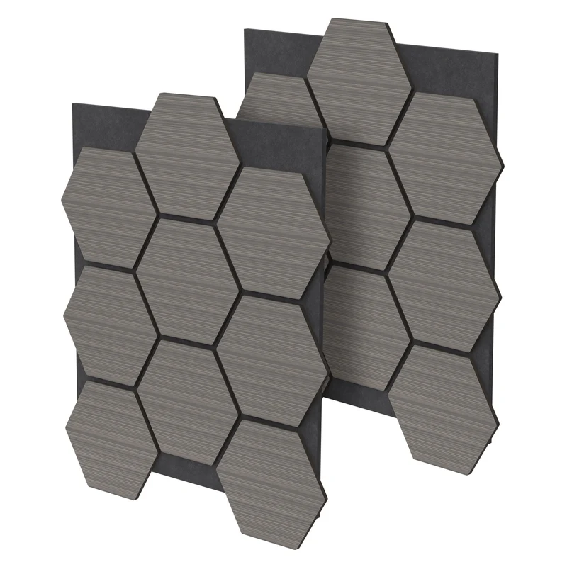2er Set Akustikpaneele für 1m² Grau Wandpaneele Hexagon Schallabsorber Schalldämmung ML-Design