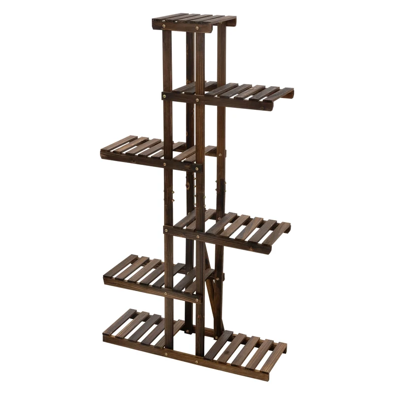 Pflanzenregal Blumenregal 75x27,5x140 cm aus Holz mit 6 Ebenen ML-Design