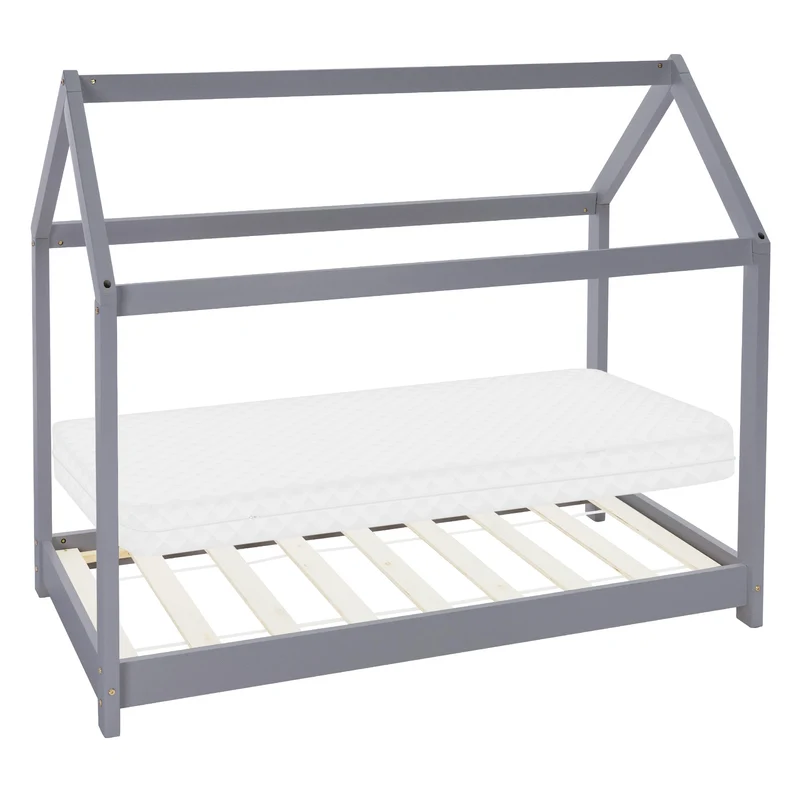 ML-Design | Kinderbett mit/ohne Matratze aus Kiefernholz Hausbett Holzbett mit Dach und Lattenrost