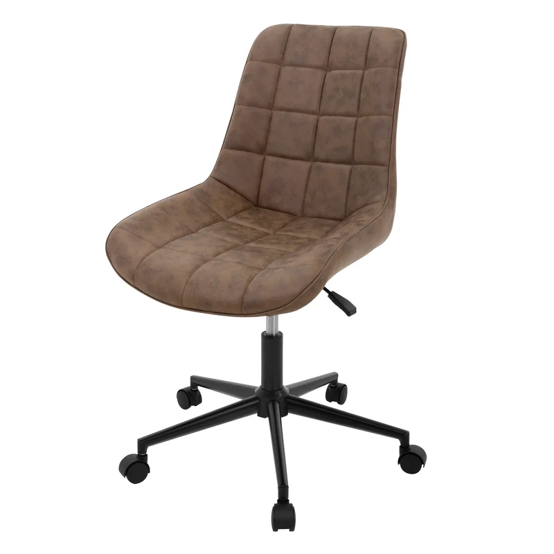 Bürostuhl auf Rollen Braun mit Kunstlederbezug und Metallgestell ML-Design