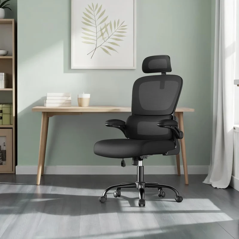 Ergonomischer Bürostuhl mit Netzgewebe und klappbaren Armlehnen