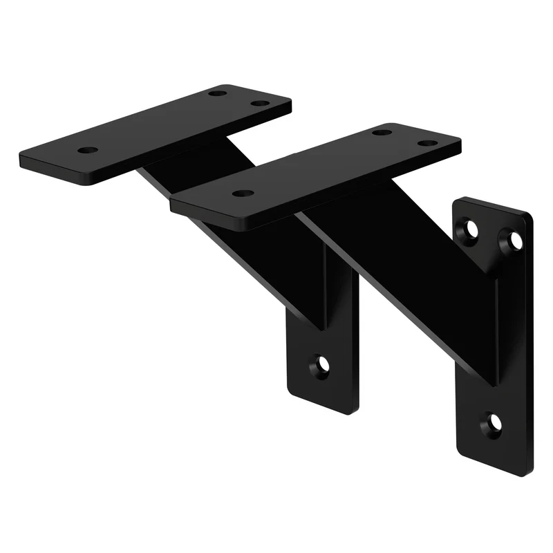 Wandkonsole Regalhalterung 2er Set 120 x 120 mm Schwarz aus Aluminium ML-Design