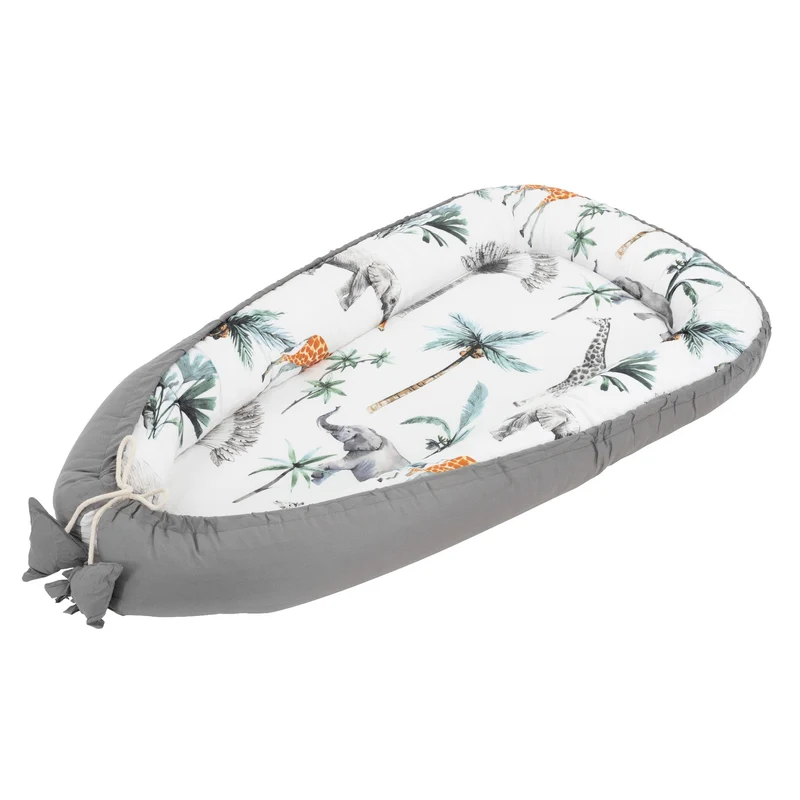 Babynest wendbarer Bezug 90x50 cm Dunkelgrau aus Baumwolle Joyz