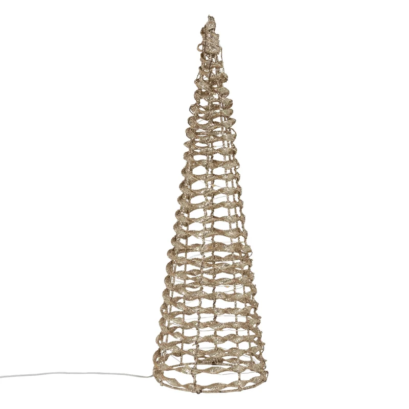 LED Lichterkegel Weihnachtsdeko 40 cm Gold aus Metall mit warmweißen LEDs