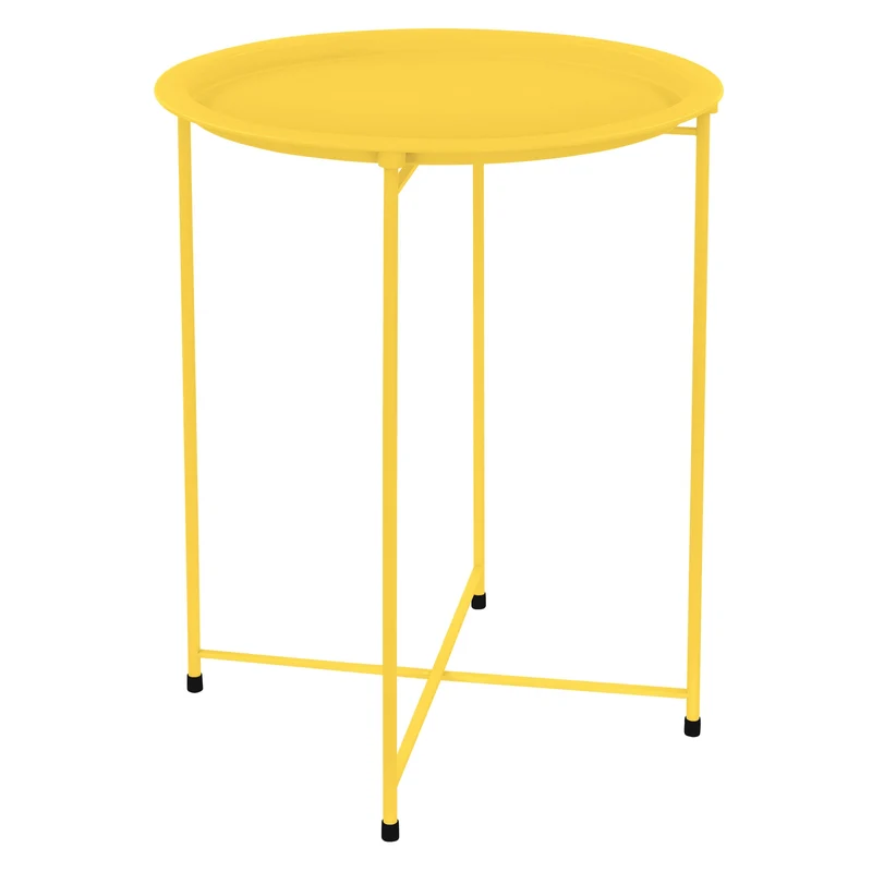 Beistelltisch rund Ø 46x51 cm Gelb aus Metall mit Tablett ML-Design