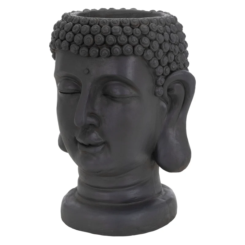 Pflanztopf Buddha Kopf 19x20x34 cm Anthrazit aus Polyresin