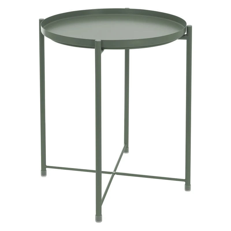 Beistelltisch Rund mit Tablett 45x52 cm Olive aus Metall ML-Design