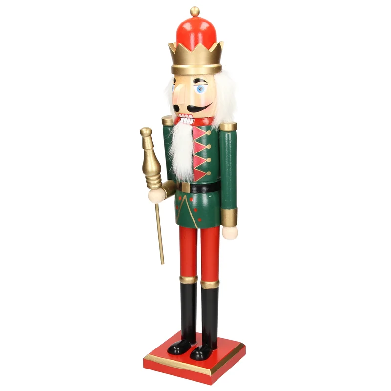 Nussknacker Soldat mit roter Krone und Zepter 50 cm aus Holz