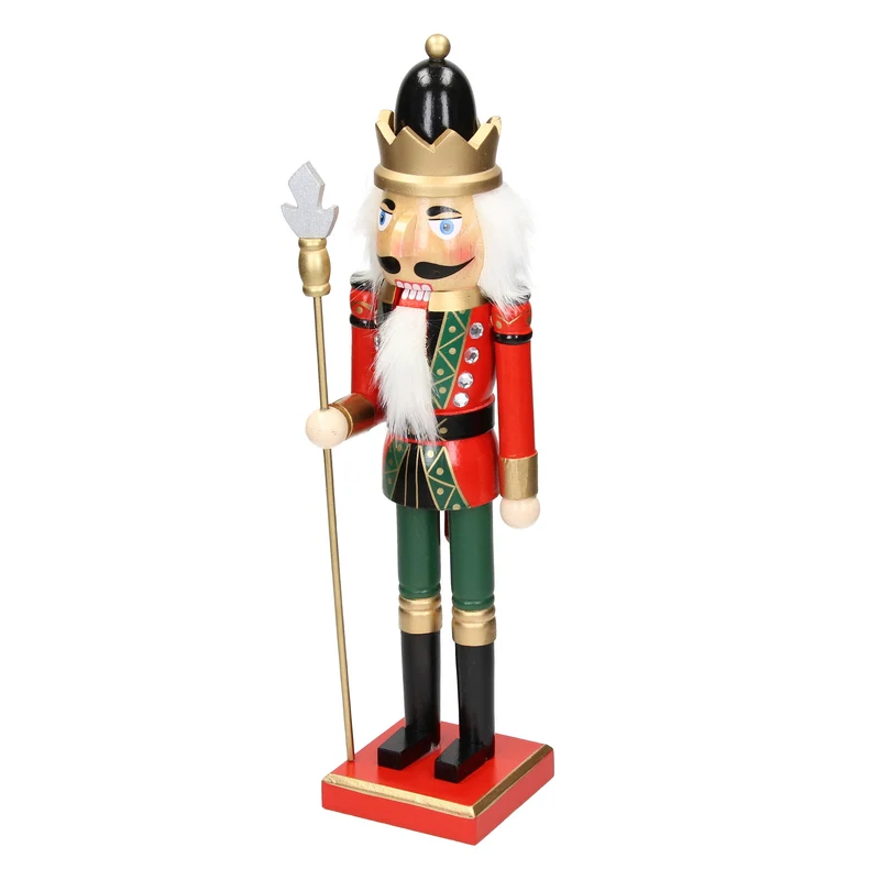 Nussknacker Soldat mit schwarzer Krone und Zepter 38 cm aus Holz