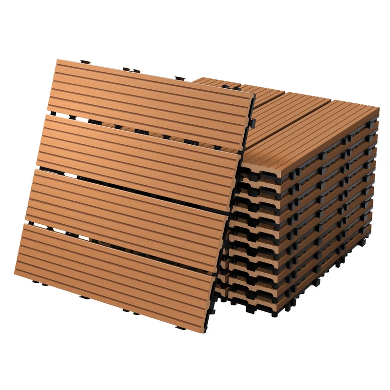 WPC Terrassenfliesen 30x30 cm 55er Set für 5m² Hellbraun in Holzoptik Balkon Bodenbelag mit Drainage und Klicksystem Terrassendielen Balkonfliesen