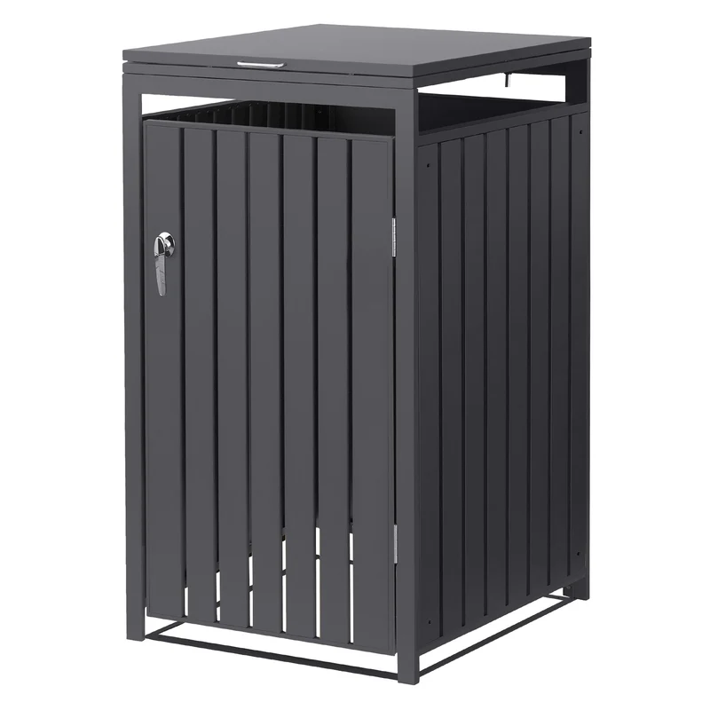 Mülltonnenbox Mülltonnenverkleidung Lamellen-Design für bis zu 4 Tonnen je 240L aus Stahl