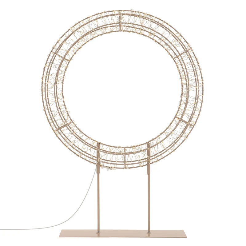 ECD Germany | LED Weihnachtskranz mit Sockel 41,5 cm Metall Warmweiß Kranz Lichterkranz Weihnachtsdeko mit Lichterkette Weihnachtsbeleuchtung Außen