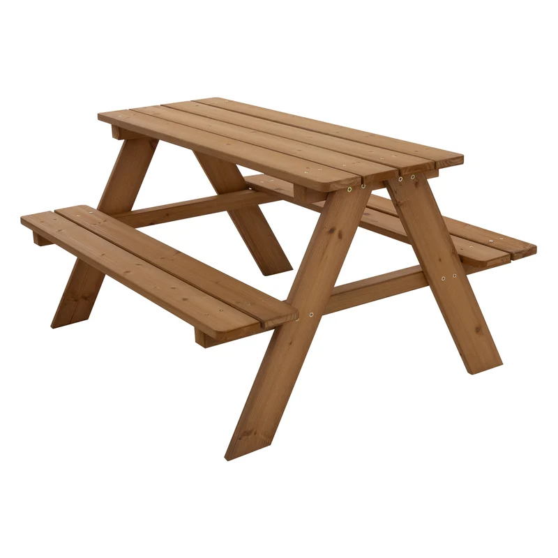 Kindersitzgarnitur Picknicktisch für 4 Kinder Braun aus Massivholz ab 2 Jahren Spielsitzgruppe draußen ML-Design