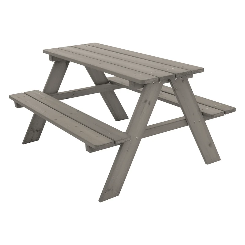 Kindersitzgarnitur Picknicktisch für 4 Kinder Grau aus Massivholz ab 2 Jahren Spielsitzgruppe draußen ML-Design