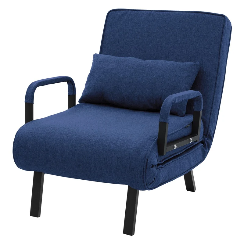 ML-DESIGN | Schlafsessel mit Bettfunktion 186x60 cm aus Stahl/Chenille Blau Sessel mit Schlaffunktion klappbar Bettsessel Klappsessel Schlafsofa
