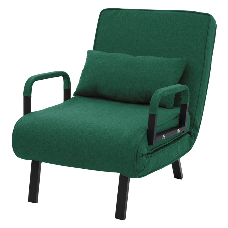 ML-DESIGN | Schlafsessel mit Bettfunktion 186x60 cm aus Stahl/Chenille Dunkelgrün Sessel mit Schlaffunktion klappbar Bettsessel Klappsessel Schlafsofa