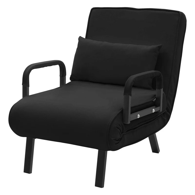 ML-DESIGN | Schlafsessel mit Bettfunktion 186x60 cm aus Stahl/Chenille Schwarz Sessel mit Schlaffunktion klappbar Bettsessel Klappsessel Schlafsofa