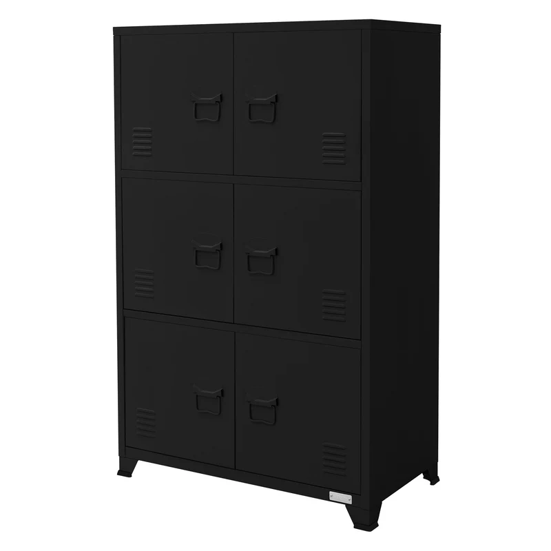 Büroschrank mit drei Ebenen Magnetverschluss 75x40x120 cm Schwarz aus Stahl ML-Design