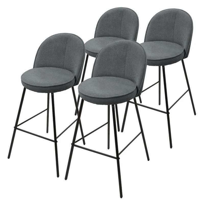 Barhocker 4er Set Anthrazit 52x102x50 cm mit Rückenlehne und Fußstütze bis 120 kg ML-Design