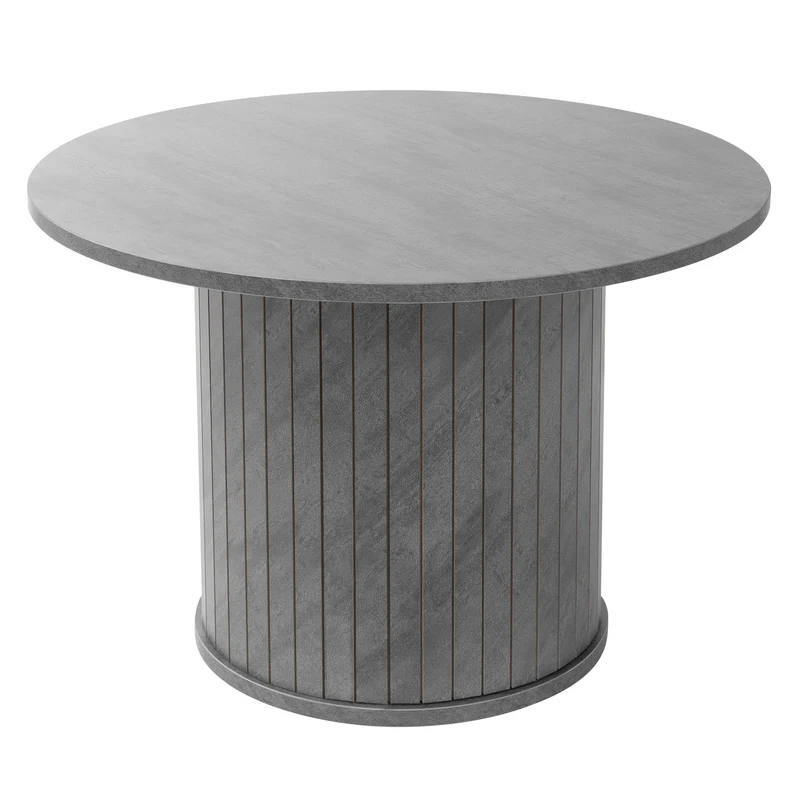 Couchtisch rund Ø60 x 40 cm, Beton-Optik, Grau, Wohnzimmertisch ML-Design