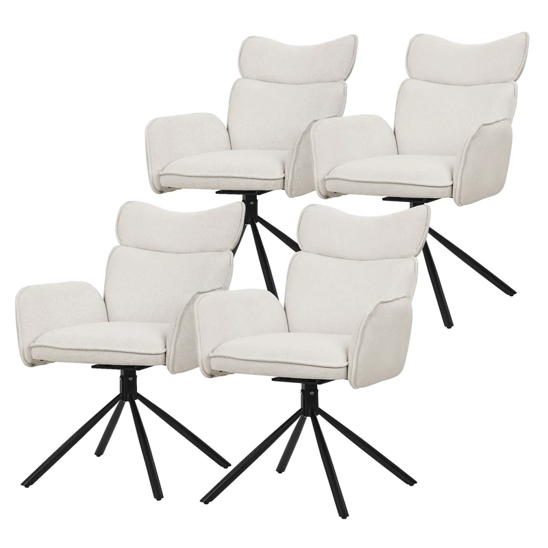 Esszimmerstuhl 4er Set drehbar Beige mit Rücken- und Armlehne bis 120 kg ML-Design