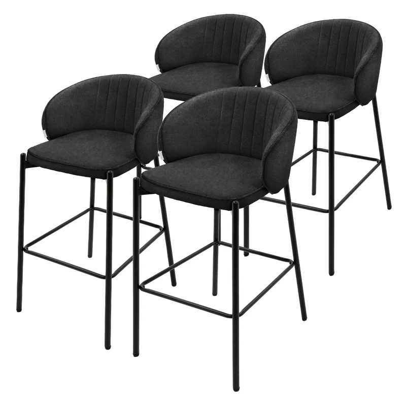Barhocker 4er Set Anthrazit 50x101x54 cm mit Rückenlehne und Fußstütze bis 120 kg ML-Design