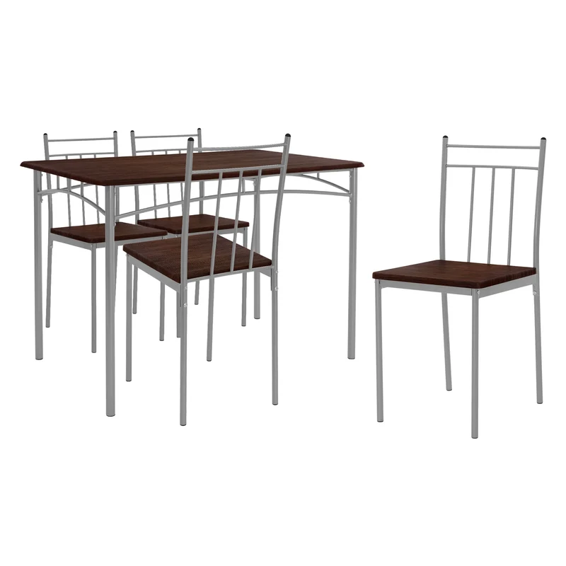 Essgruppe für 4 Personen 5-teilig mit Esstisch und 4 Stühlen Dunkelbraun aus Holz ML-Design