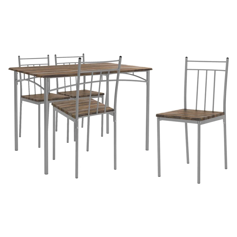 Essgruppe für 4 Personen 5-teilig mit Esstisch und 4 Stühlen Braun aus Holz ML-Design