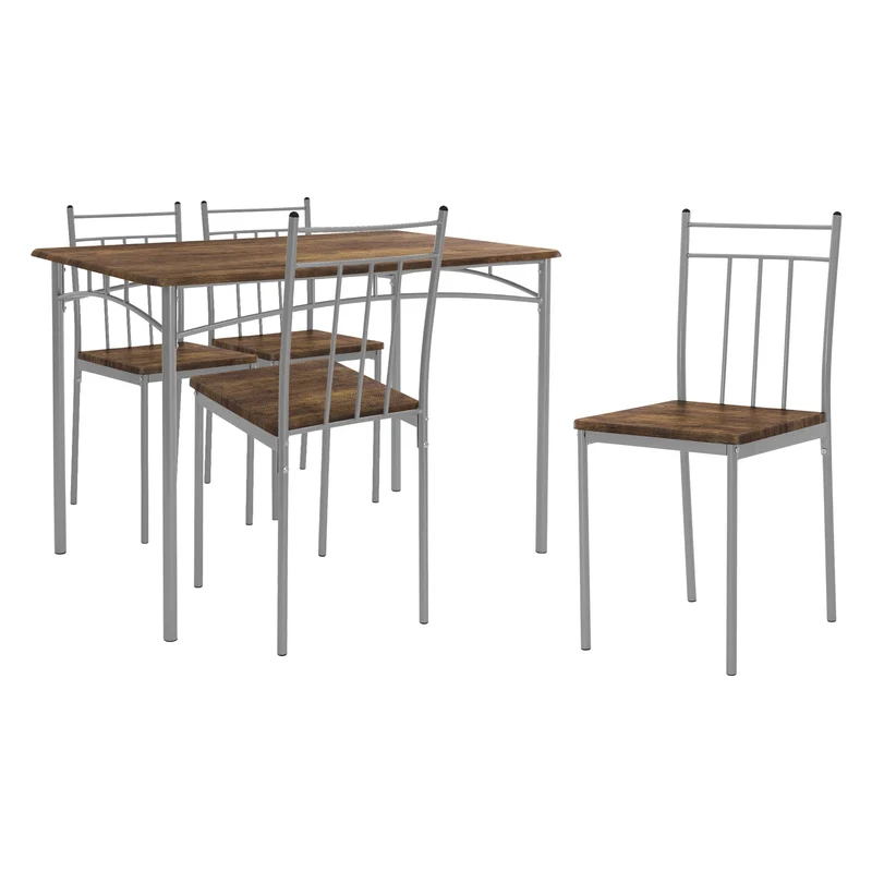 Essgruppe für 4 Personen 5-teilig mit Esstisch und 4 Stühlen Braun aus Holz ML-Design