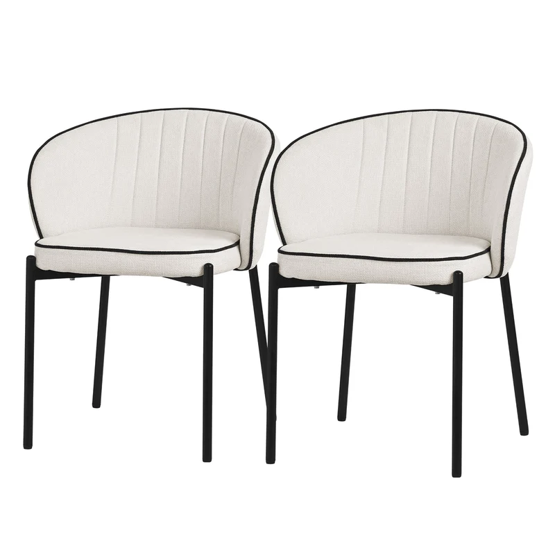 B-Ware 2er Set Esszimmerstühle mit Rücken- & Armlehne Beige mit Metallbeinen bis 120 kg ML-Design