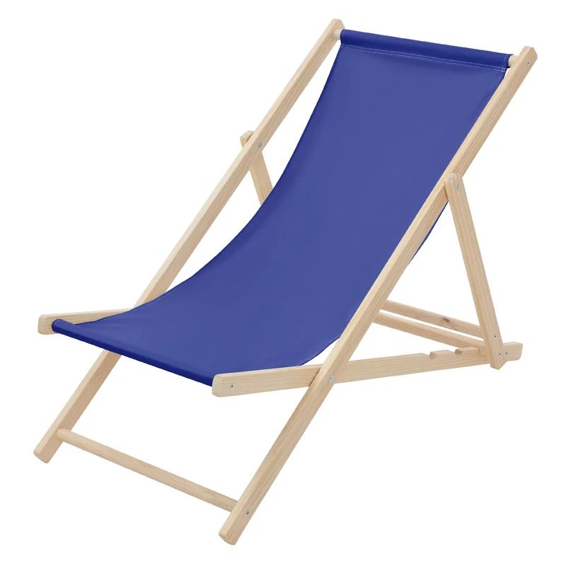 Liegestuhl klappbar Dunkelblau Holz verstellbare Rückenlehne bis 120 kg Sonnenliege Gartenliege Strandliege