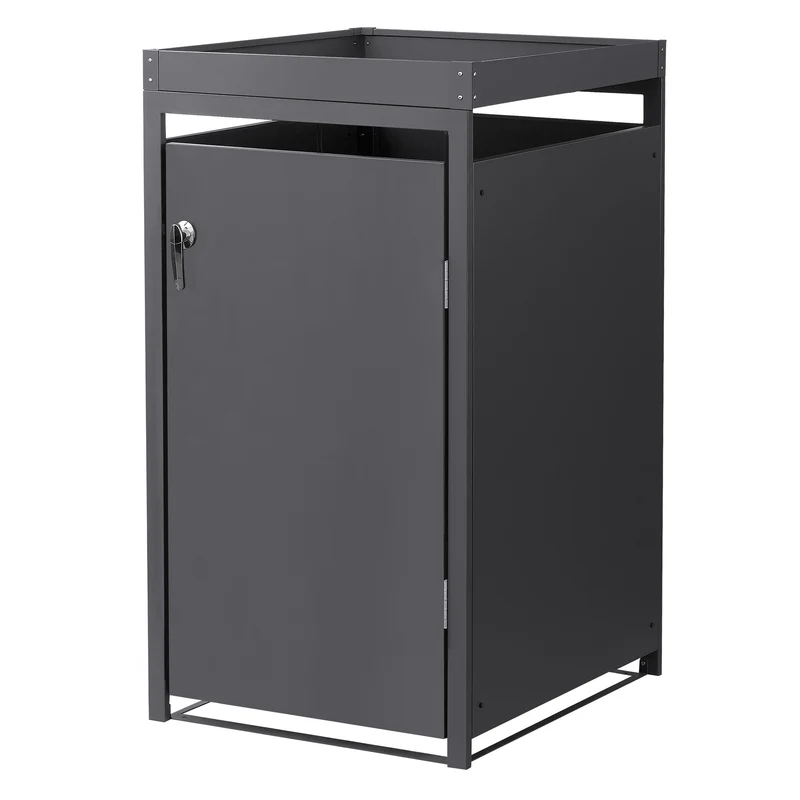 Mülltonnenbox mit Pflanzdach 1er bis 240L 68x80x124 cm aus Stahl in Anthrazit ML-Design