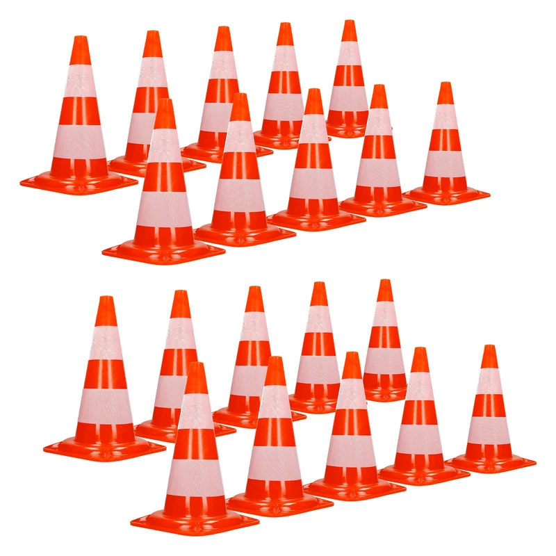 20er Set Verkehrskegel Pylone Warnkegel Verkehrshütchen 47 cm Orange/Weiß