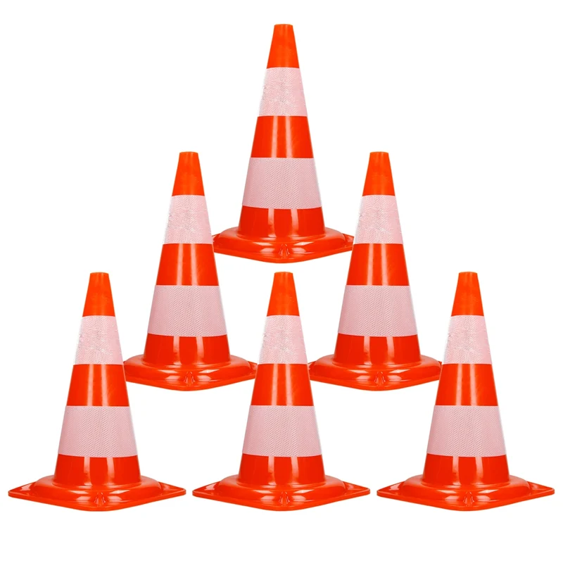 6er Set Verkehrskegel Pylone Warnkegel Verkehrshütchen 47 cm Orange/Weiß