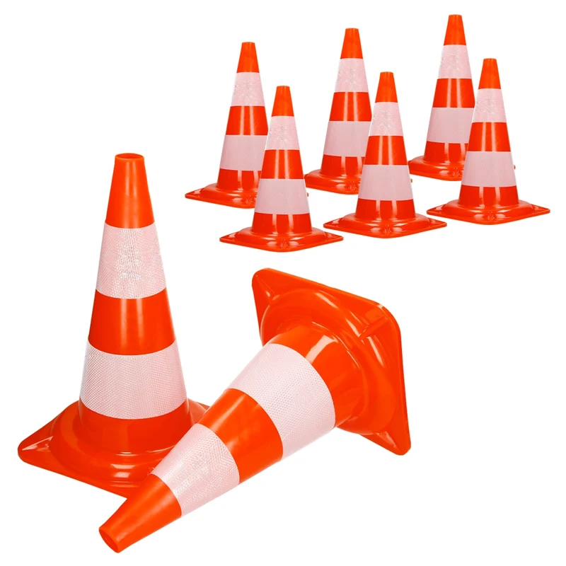 8er Set Verkehrskegel Pylone Warnkegel Verkehrshütchen 47 cm Orange/Weiß
