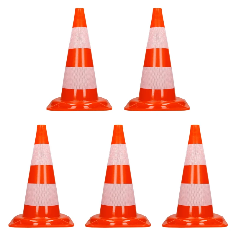 5er Set Verkehrskegel Pylone Warnkegel Verkehrshütchen 47 cm Orange/Weiß