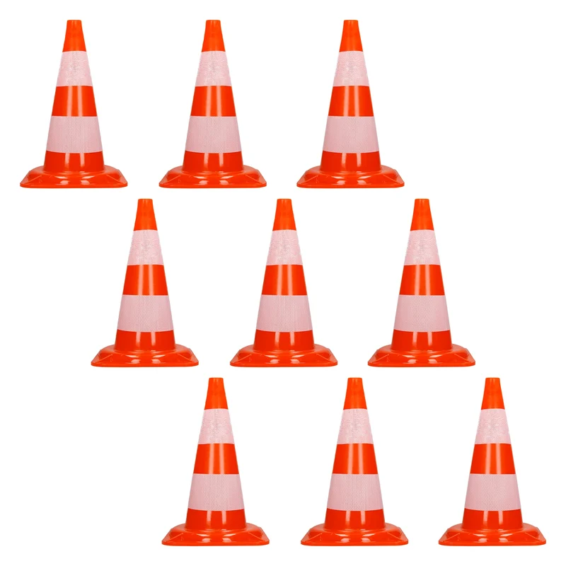 9er Set Verkehrskegel Pylone Warnkegel Verkehrshütchen 47 cm Orange/Weiß