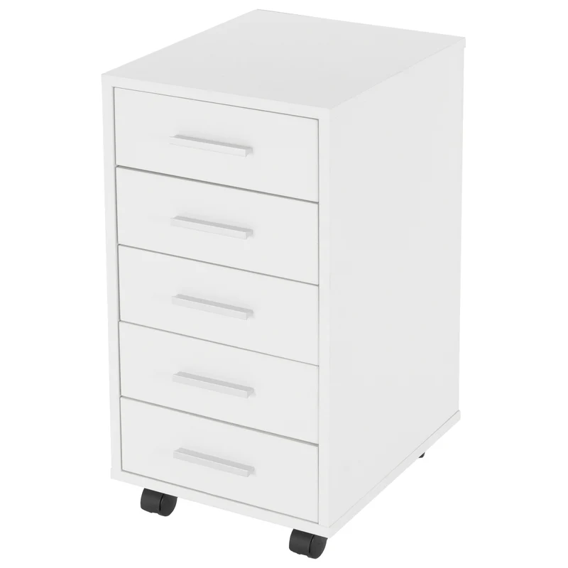 ML-Design | Rollcontainer, mobiler Aktenschrank, 33x38x63,5 cm, Büroschrank mit 5 Schubladen, Lagerschrank für Büro & Homeoffice