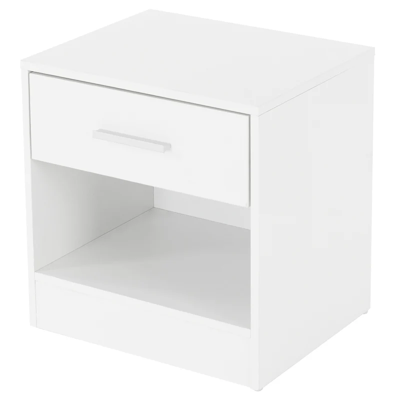 Nachttisch mit Schublade und offenem Fach 36.5x38.5x30 cm Weiß aus Holz ML-Design