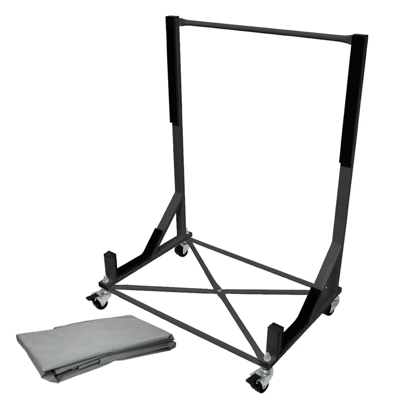 Hardtopständer mit 4 feststellbaren Rollen Schwarz aus Stahl und Hardtop Cover XXL