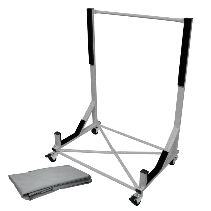 Hardtopständer mit 4 feststellbaren Rollen Silber aus Stahl und Hardtop Cover XXL
