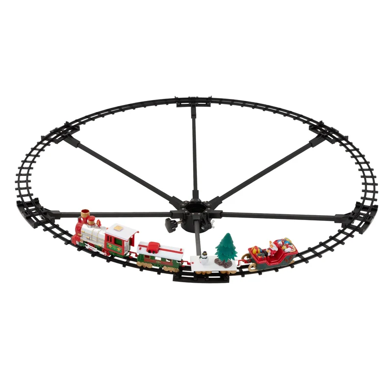 ECD Germany | Weihnachtszug für den Weihnachtsbaum mit Licht & Sound Ø87,5 cm Kunststoff Weihnachtsdeko Eisenbahn elektrisch
