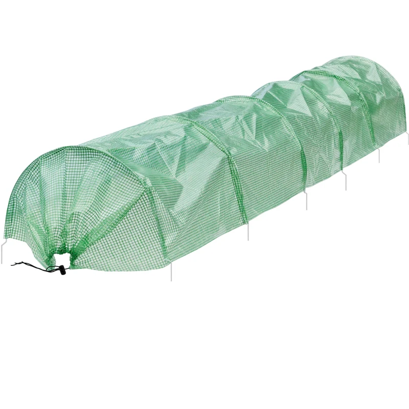 ECD Germany | Folientunnel mit 6 Gewölbter Stahldraht Ø 2mm, 300x55x35 cm, Transparent/Grün aus PE-Gitterfolie 135 g/m²