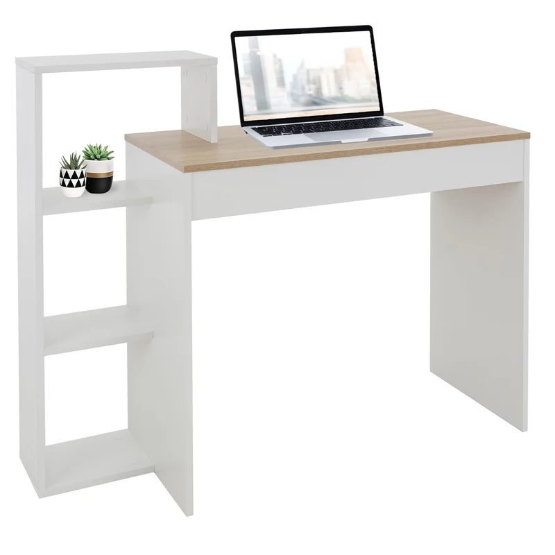 Schreibtisch mit Regal 110x72x40 cm Weiß/Sonoma-Eiche aus Holz ML-Design
