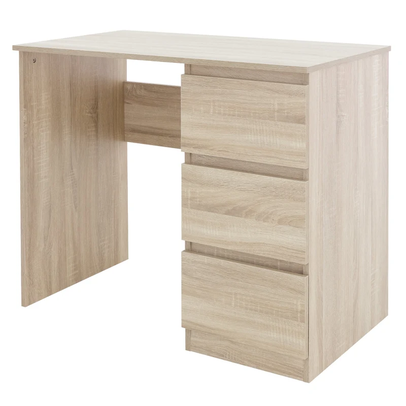 ML-Design | Schreibtisch mit drei Schubladen 90x76x50 cm aus Pressspan, viel Stauraum, Arbeitstisch für Heim und Büro