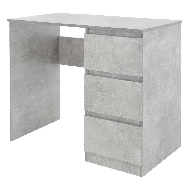 Schreibtisch mit drei Schubladen 90x76x50 cm Grau aus Holz ML-Design